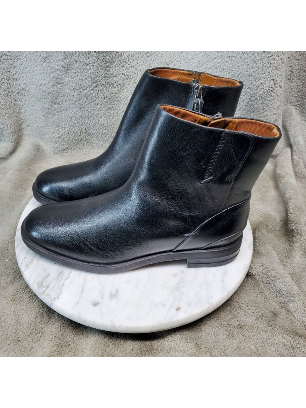 Franco Sarto Shoes Womens Size 6.5 Mist Black Leather Ankle Boots *Read*